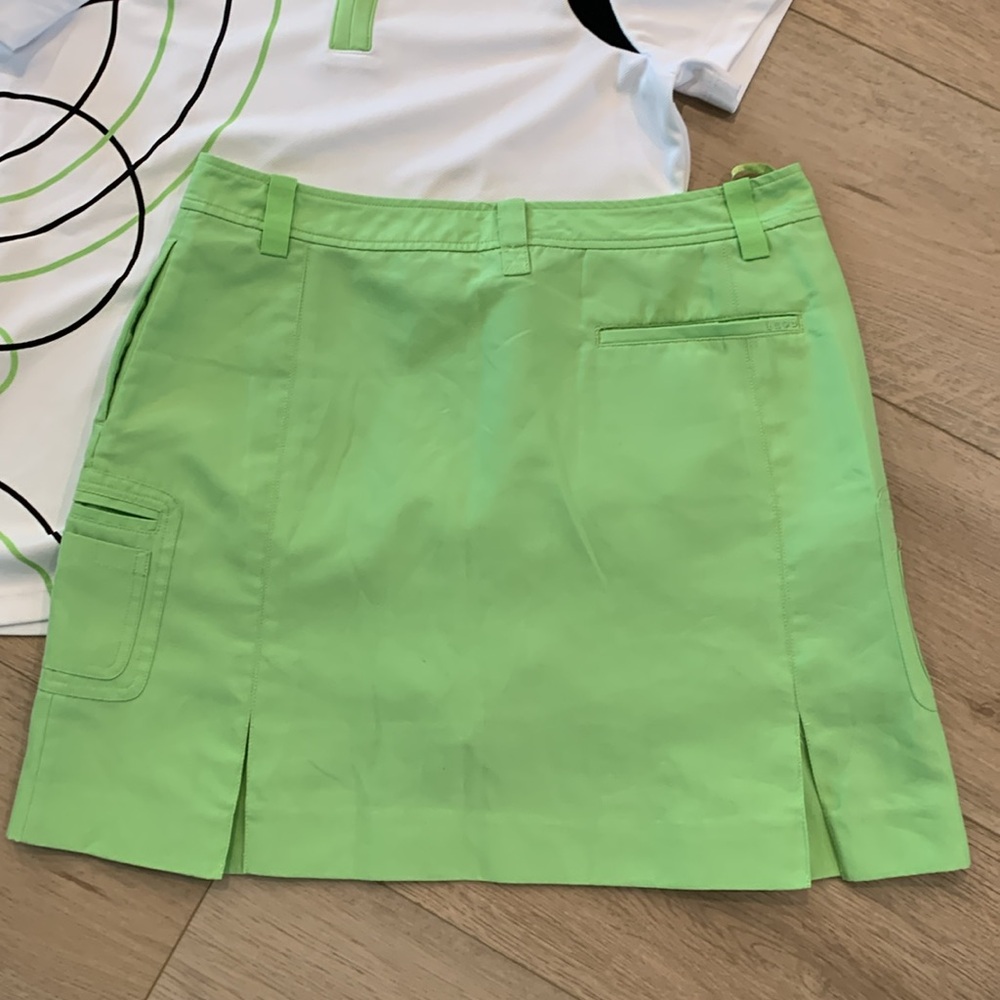 Izod Green and White Golf Skirt & Shirt Size 4 with Black Trim #101 - Picture 6 of 14